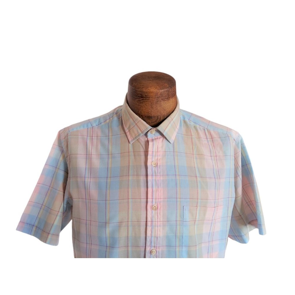 VTG ENRO Men's Plaid Button Front Short Sleeved Shirt Size Large - Picture 3 of 9